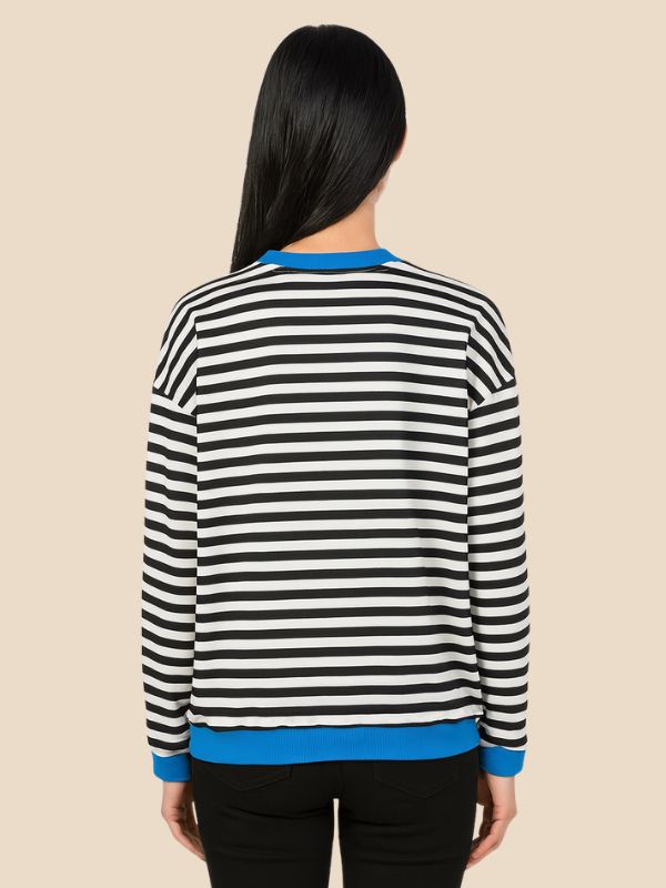 Damen-Pullover im Streifenmuster mit weiter Passform