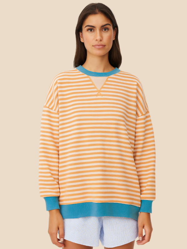 Damen-Pullover im Streifenmuster mit weiter Passform