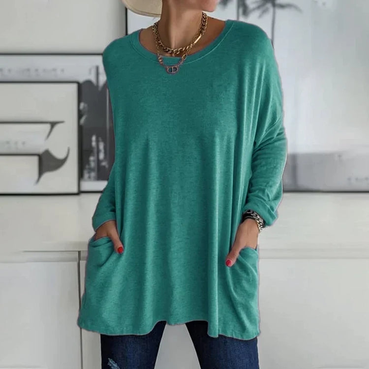 Damen Pullover in weiter Passform mit Rundhalsausschnitt