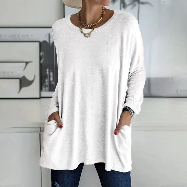 Damen Pullover in weiter Passform mit Rundhalsausschnitt
