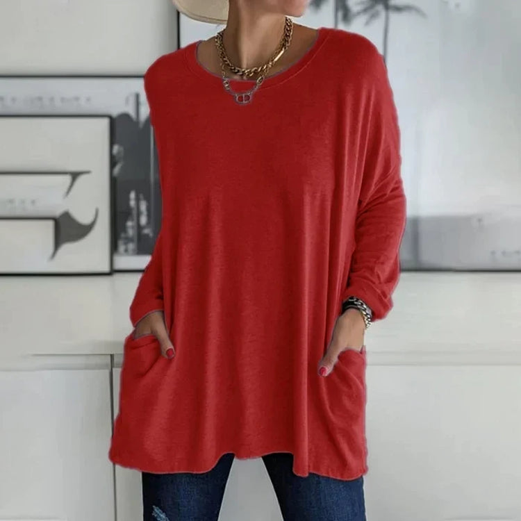 Damen Pullover in weiter Passform mit Rundhalsausschnitt