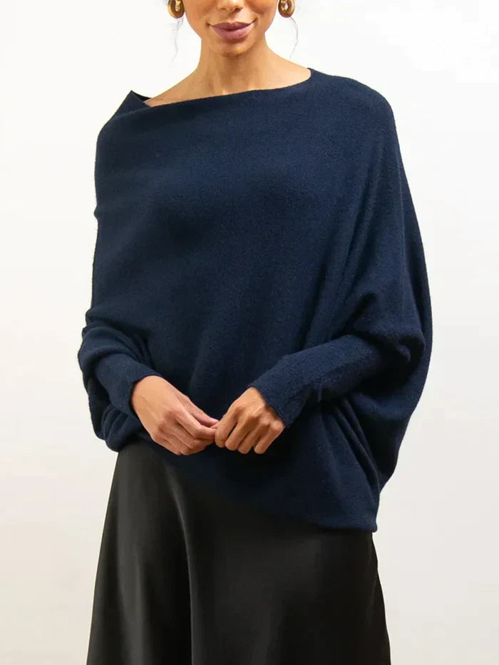 Damen-Pullover mit asymmetrischem Kragen und lockerem Schnitt