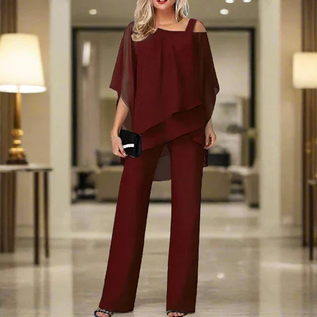 Zweiteiliges Damen-Set mit Überwurf-Top und Hose