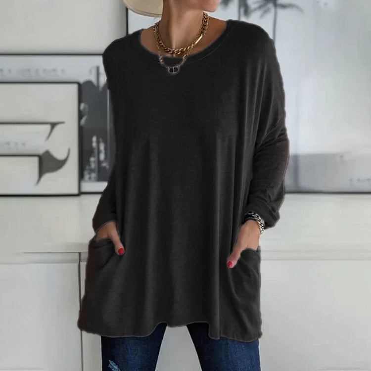 Damen Pullover in weiter Passform mit Rundhalsausschnitt