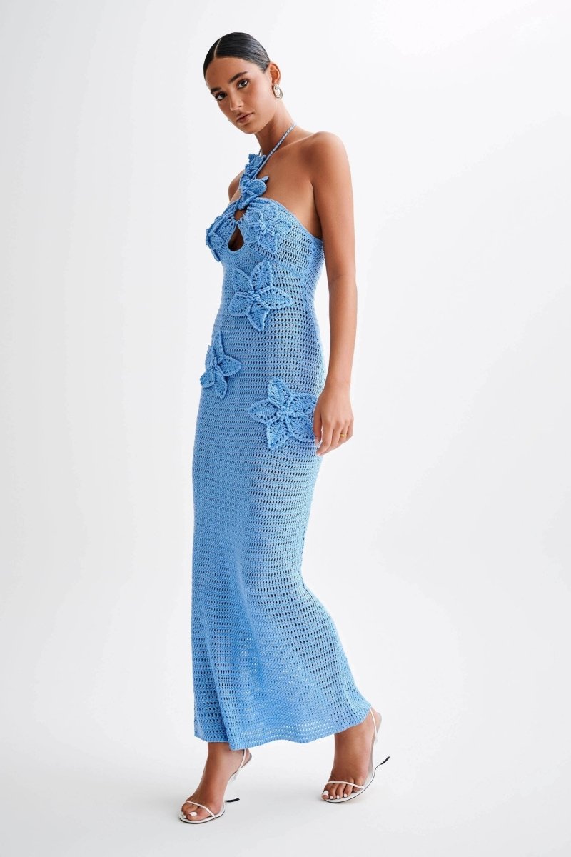 Damen-Maxikleid Madison mit Häkelspitze und floralen Applikationen