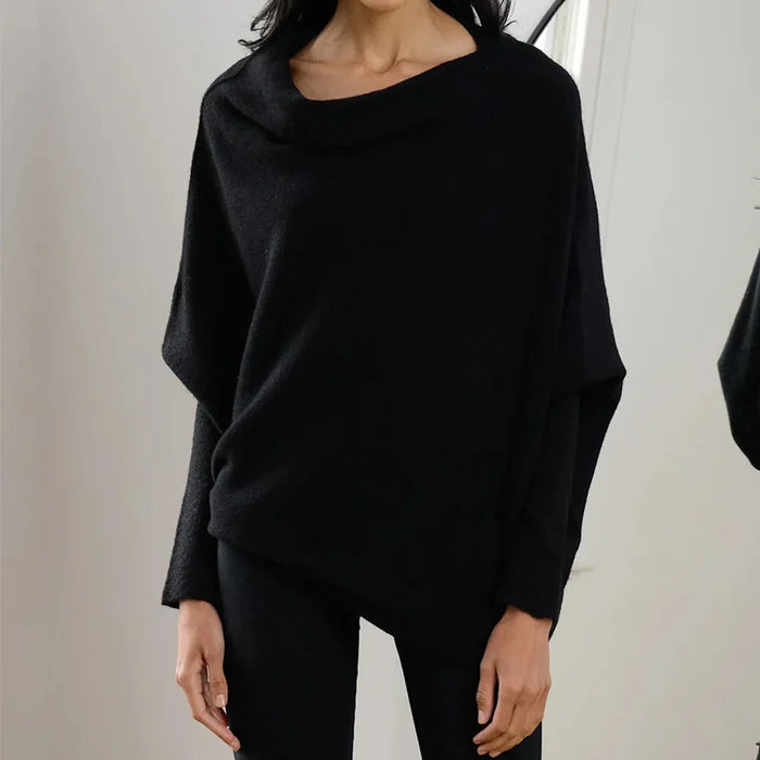 Damen-Pullover mit asymmetrischem Kragen und lockerem Schnitt