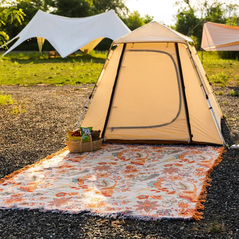 Floravento Baumwollplaid – Bohemian Eleganz in Warmer Naturästhetik