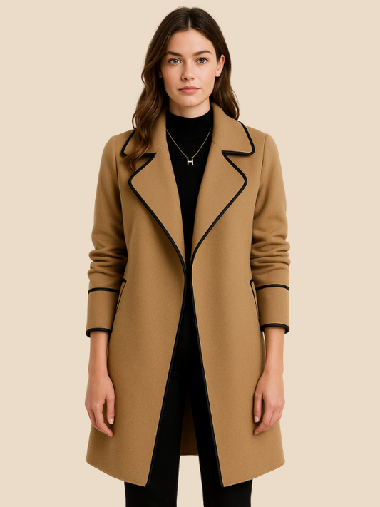 Damen Trenchcoat aus Kunstwollmischung mit mittlerer Länge