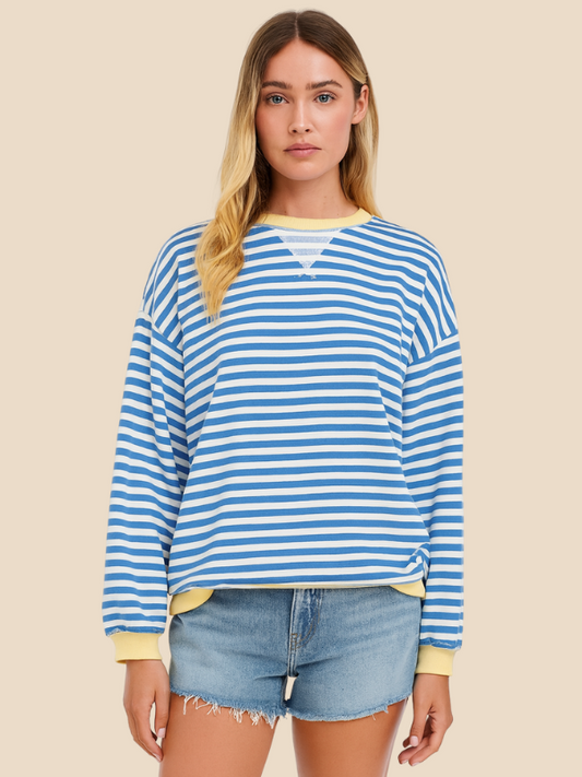 Damen-Pullover im Streifenmuster mit weiter Passform