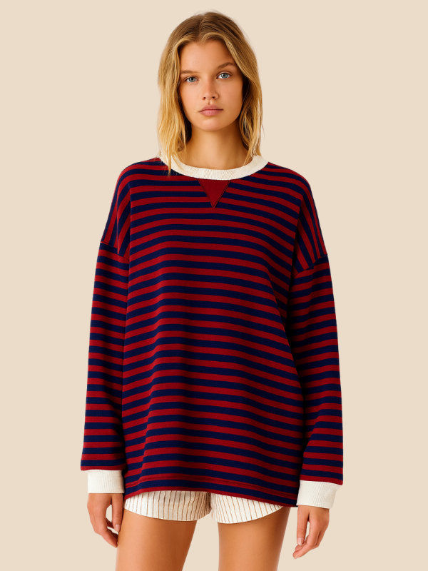 Damen-Pullover im Streifenmuster mit weiter Passform