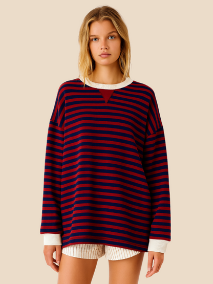Damen-Pullover im Streifenmuster mit weiter Passform