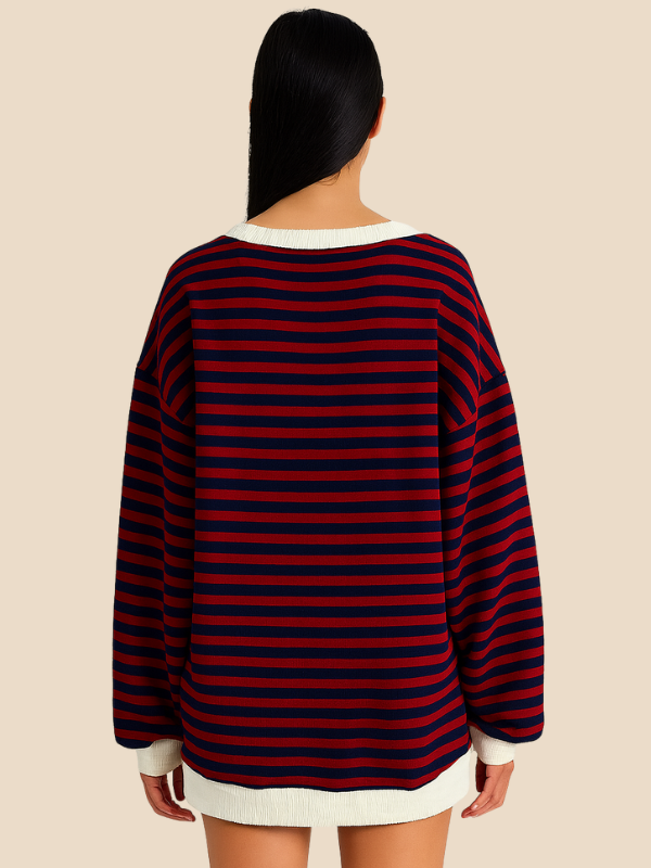 Damen-Pullover im Streifenmuster mit weiter Passform