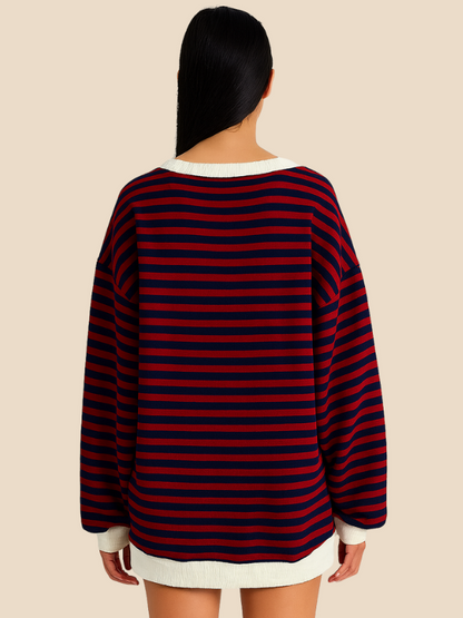 Damen-Pullover im Streifenmuster mit weiter Passform