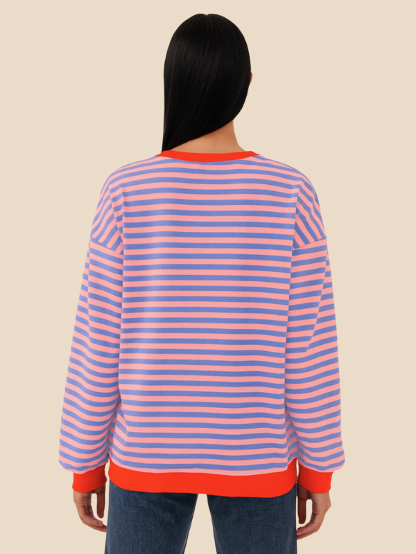 Damen-Pullover im Streifenmuster mit weiter Passform