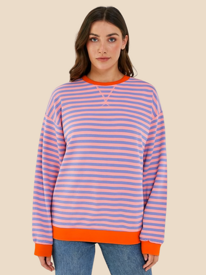 Damen-Pullover im Streifenmuster mit weiter Passform