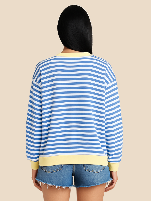 Damen-Pullover im Streifenmuster mit weiter Passform