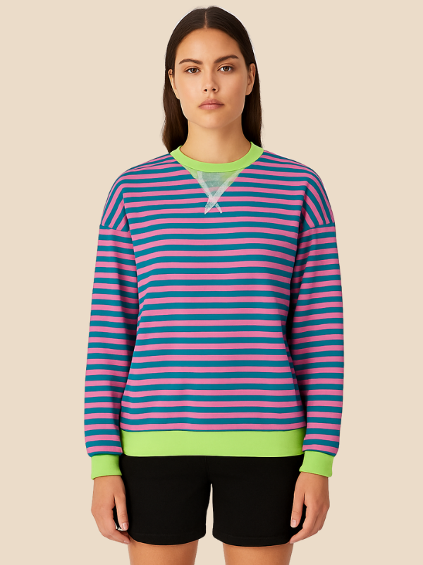 Damen-Pullover im Streifenmuster mit weiter Passform