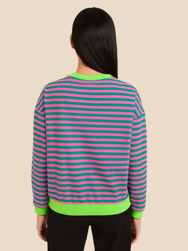 Damen-Pullover im Streifenmuster mit weiter Passform