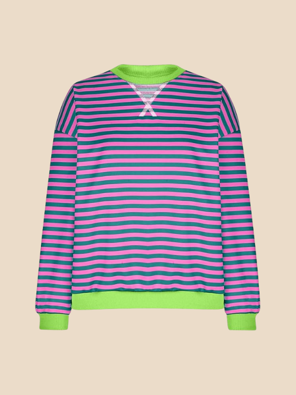 Damen-Pullover im Streifenmuster mit weiter Passform
