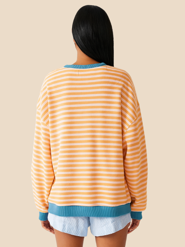 Damen-Pullover im Streifenmuster mit weiter Passform