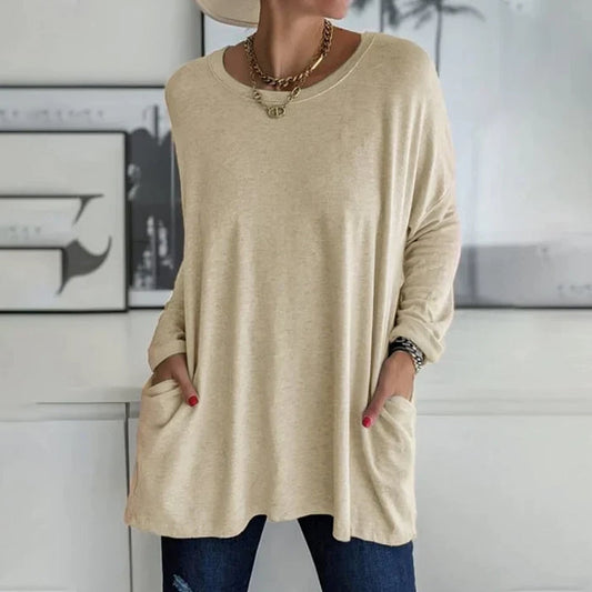 Damen Pullover in weiter Passform mit Rundhalsausschnitt