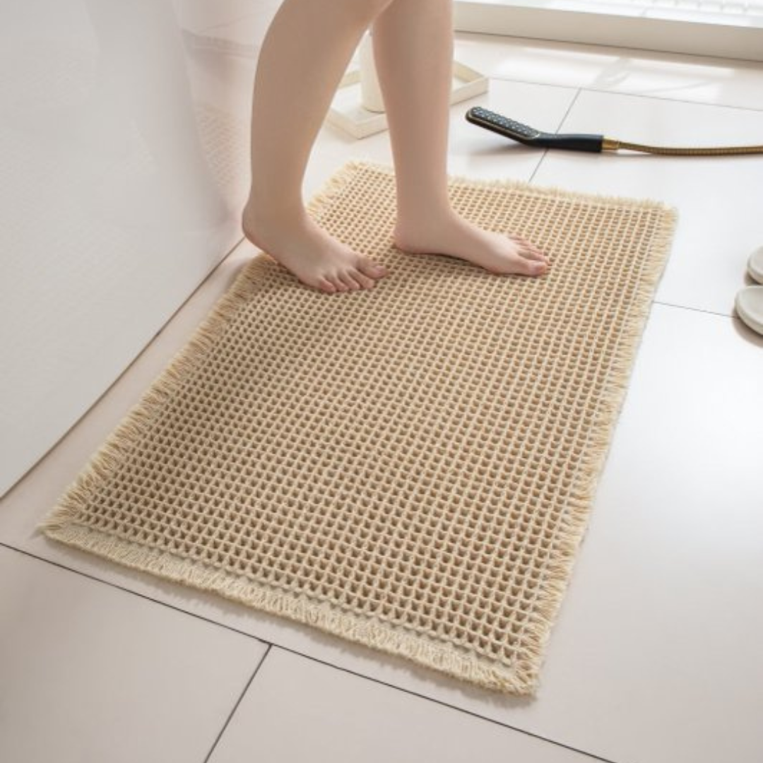 Strukturiertes Waffel-Badematten-Set – Schnell Trocknend & Rutschfest