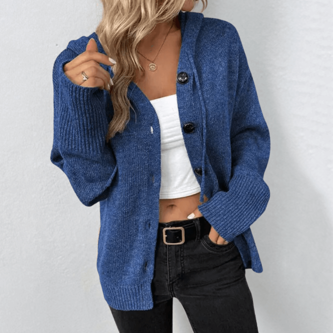 Damen Strickjacke mit Knopfleiste aus grobem Strick