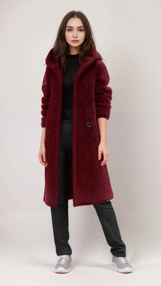 Damen-Teddyjacke aus Kunstfell mit Reißverschluss