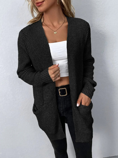 Damen-Strickjacke mit langen Ärmeln und offener Front