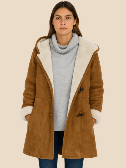 Damen Mantel mit Kapuze und Fleecefutter