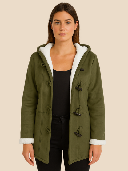 Damen Mantel mit Kapuze und Fleecefutter