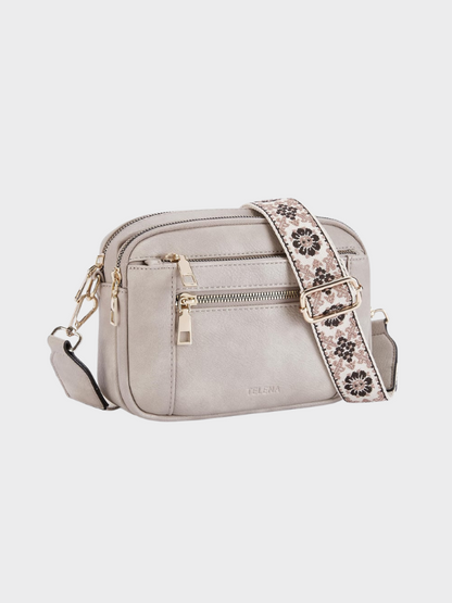 Damen-Schultertasche aus Leder mit Hauptfach und verstellbarem Riemen