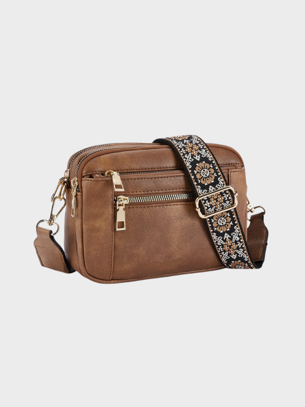 Damen-Schultertasche aus Leder mit Hauptfach und verstellbarem Riemen