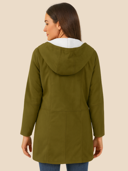 Damen Mantel mit Kapuze und Fleecefutter