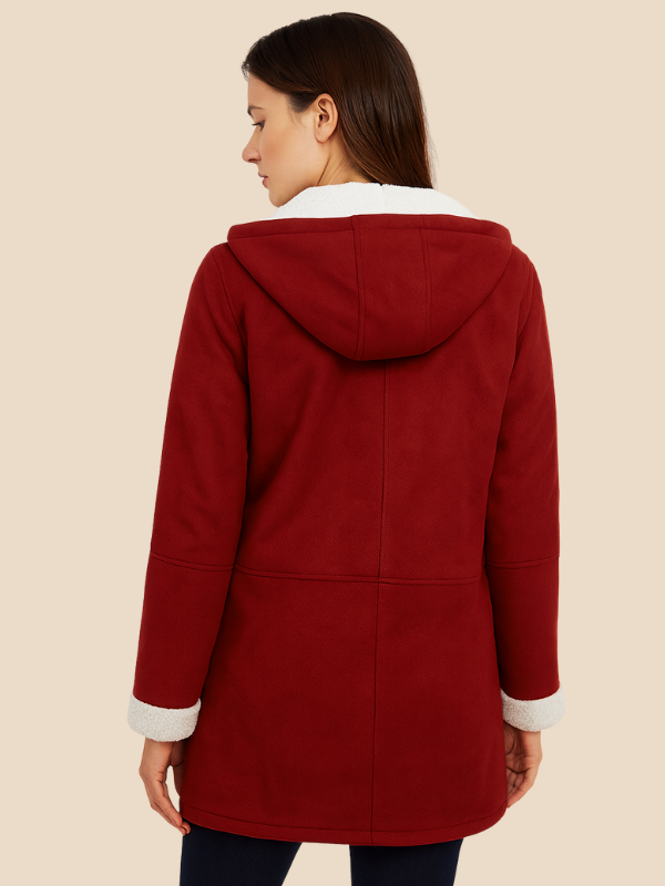 Damen Mantel mit Kapuze und Fleecefutter
