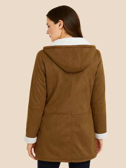 Damen Mantel mit Kapuze und Fleecefutter