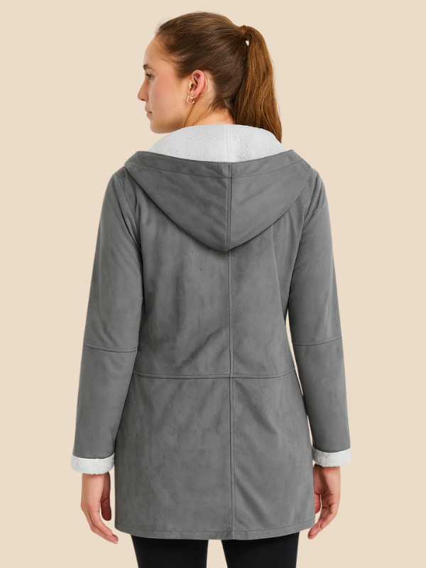 Damen Mantel mit Kapuze und Fleecefutter