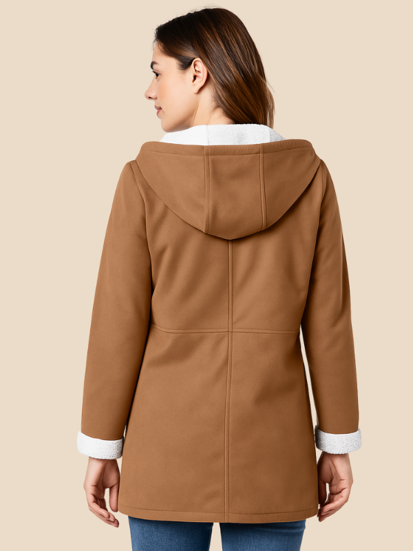 Damen Mantel mit Kapuze und Fleecefutter