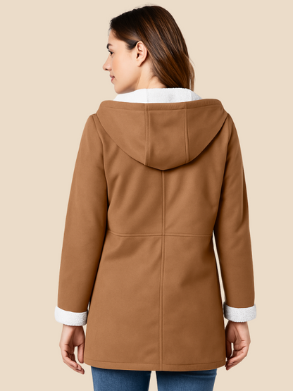 Damen Mantel mit Kapuze und Fleecefutter