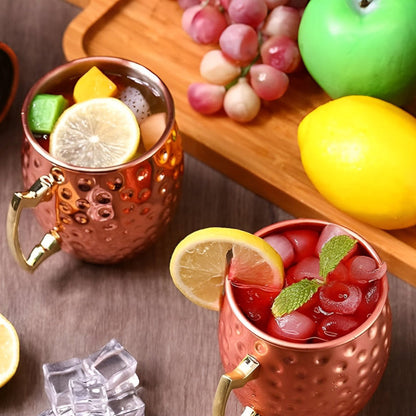 Aurvella Kupferbecher mit Hammerschlag-Optik – 350ml Cocktailbecher