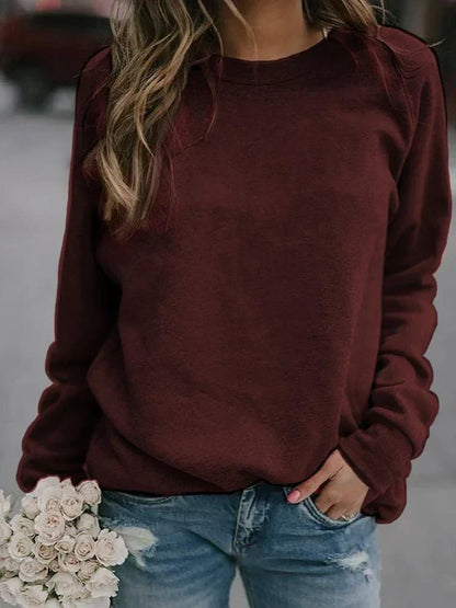 Women's sweatshirt with round neckline and long sleeves