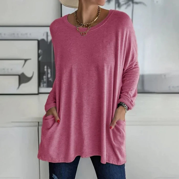 Damen Pullover in weiter Passform mit Rundhalsausschnitt