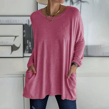 Damen Pullover in weiter Passform mit Rundhalsausschnitt
