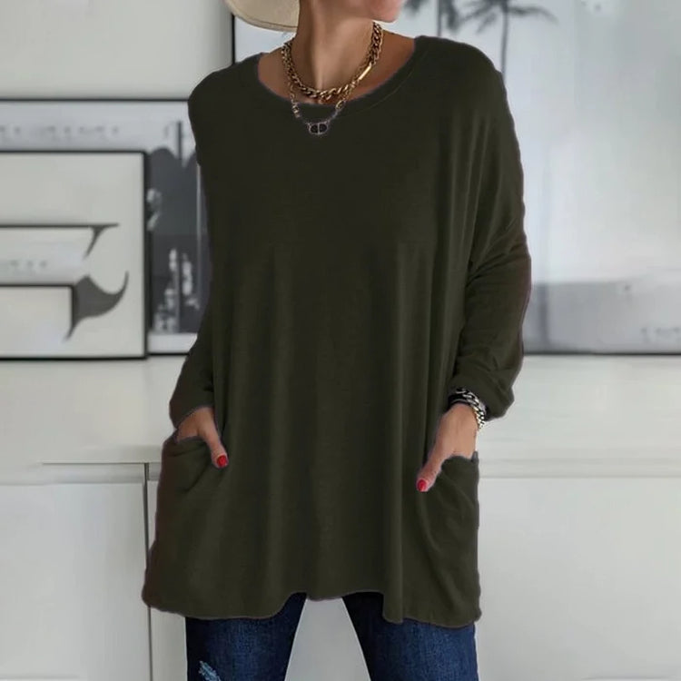 Damen Pullover in weiter Passform mit Rundhalsausschnitt