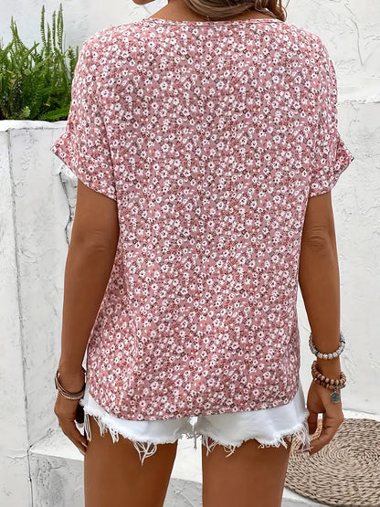 Damen-Top mit Knopfleiste und kurzen Ärmeln für Sommer