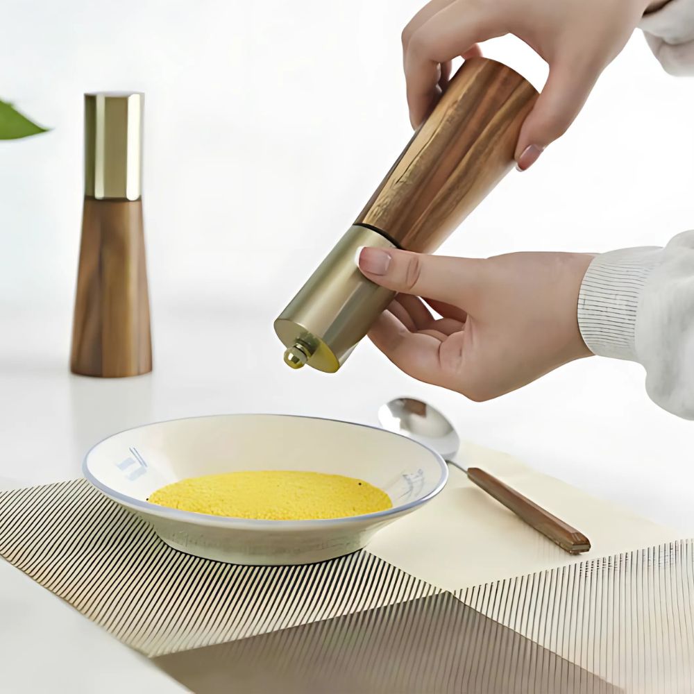 Aurora Wooden Spice Mill – Precise Grinding with Style