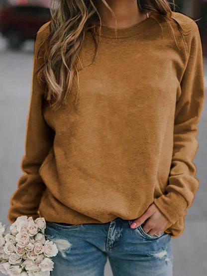 Women's sweatshirt with round neckline and long sleeves