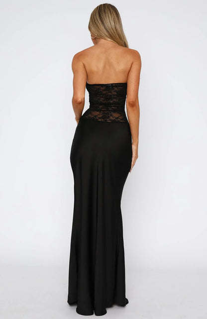 Damen-Maxikleid Kathy mit trägerlosem Design, Spitzen-Details und Meerjungfrauen-Schnitt