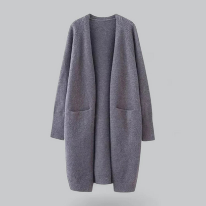 Damen Strickjacke mit offener Vorderseite und langer Schnittform