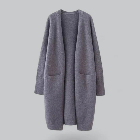 Damen Strickjacke mit offener Vorderseite und langer Schnittform